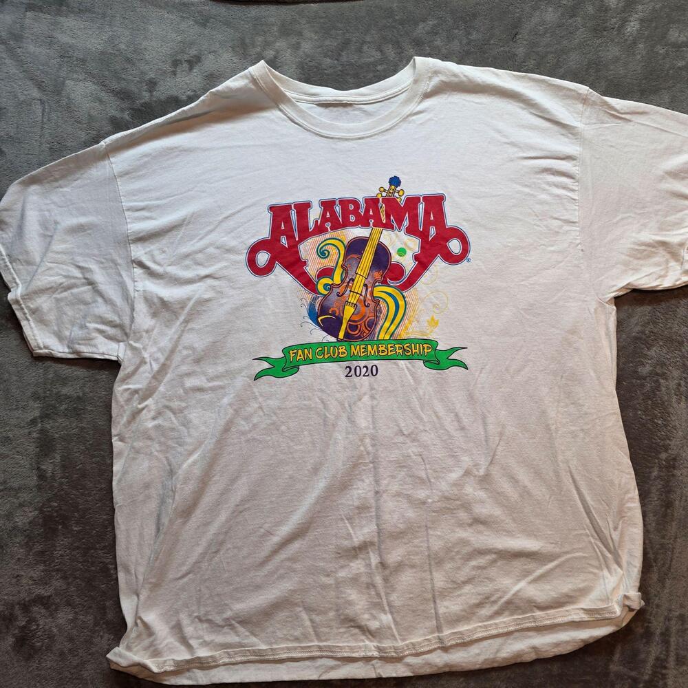 Alabama Fan Club Shirt Mens 2XL White 2020 Membership Band Graphic T-Shirt